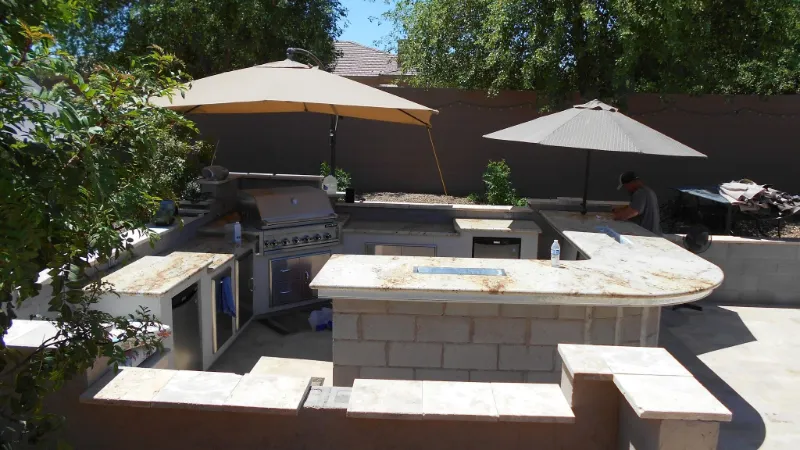 outdoor kitchen with granite