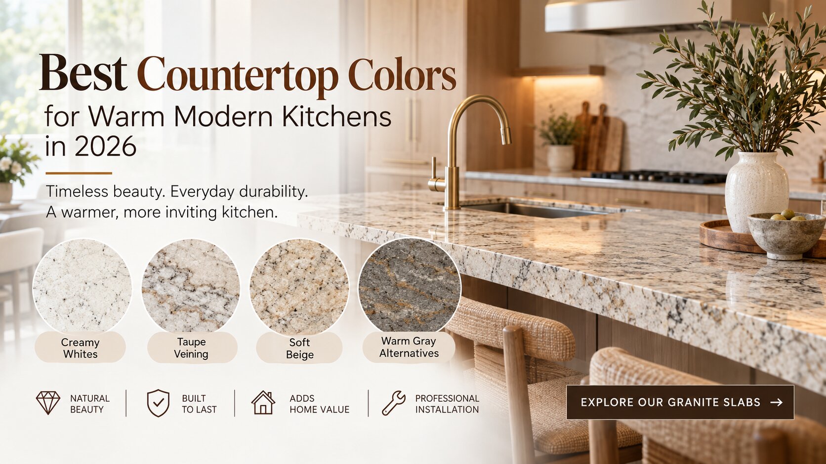 Warm Modern Kitchen Countertop